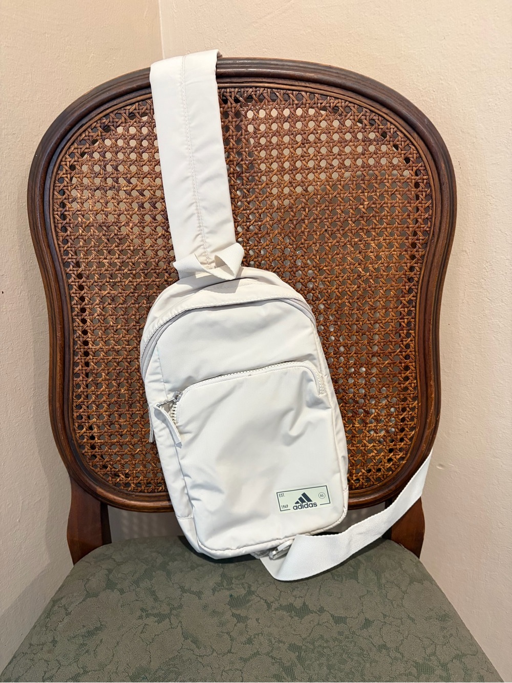 adidas Cream Sling Belt/Crossbody Bag, Easy Clean, Multi Pocket, Phone Pocket